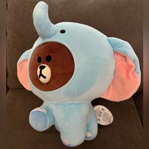 Line friends’ Blue Elephant brown bear plus- NWT
